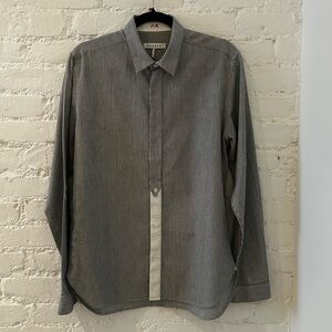 Sandro Gray Casual Striped Button Down Shirt